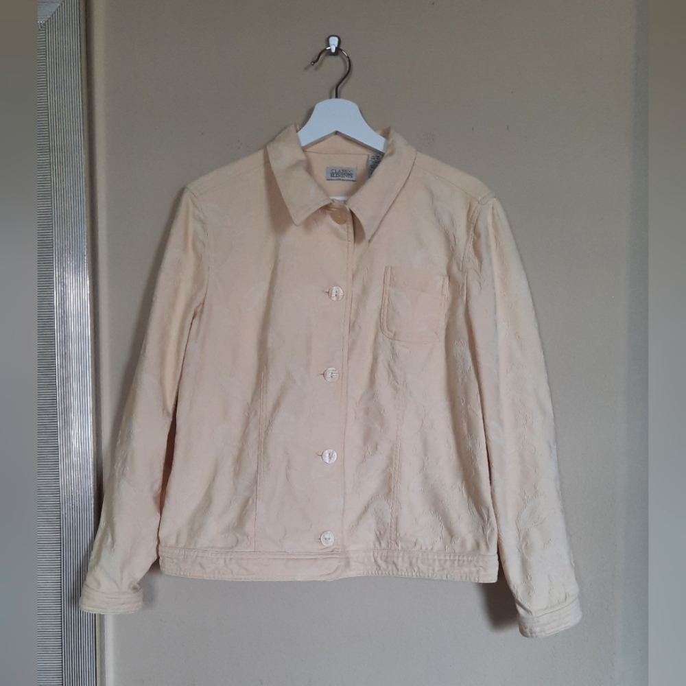 Vintage Butter Yellow Embroidered Cotton  Women's Jacket